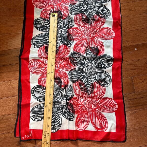 Vintage Vera Japan-Made Silk & Rayon Floral Scarf 15"x44" - Picture 3 of 5